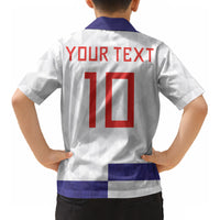 Croatia Football Custom Kid Hawaiian Shirt Checkerboard Pattern with Glagolitic Script Away Color LT03