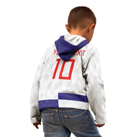 Croatia Football Custom Kid Hoodie Checkerboard Pattern with Glagolitic Script Away Color