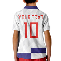 Croatia Football Custom Kid Polo Shirt Checkerboard Pattern with Glagolitic Script Away Color