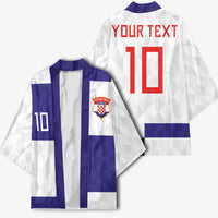 Croatia Football Custom Kimono Checkerboard Pattern with Glagolitic Script Away Color