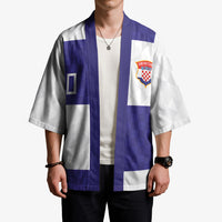 Croatia Football Custom Kimono Checkerboard Pattern with Glagolitic Script Away Color