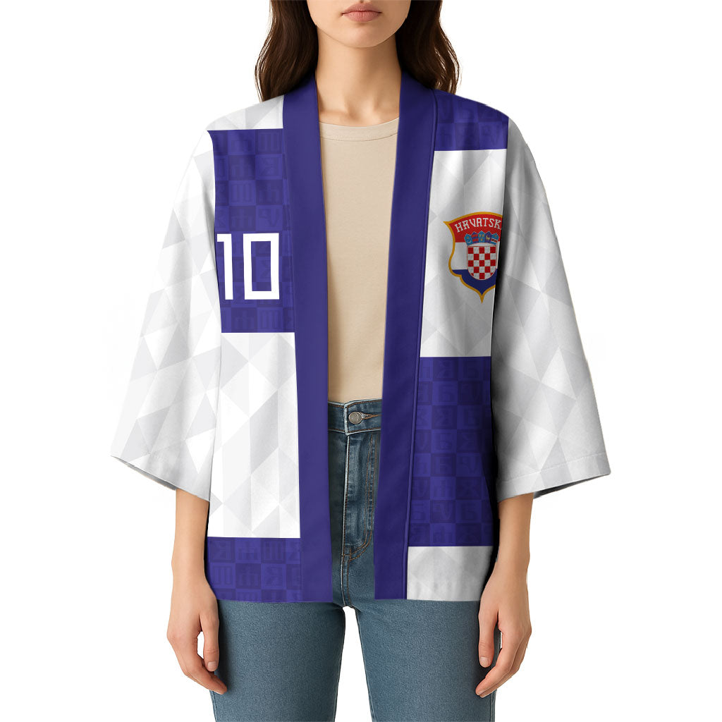 Croatia Football Custom Kimono Checkerboard Pattern with Glagolitic Script Away Color