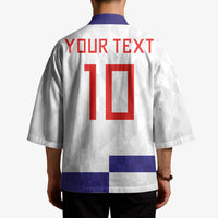 Croatia Football Custom Kimono Checkerboard Pattern with Glagolitic Script Away Color