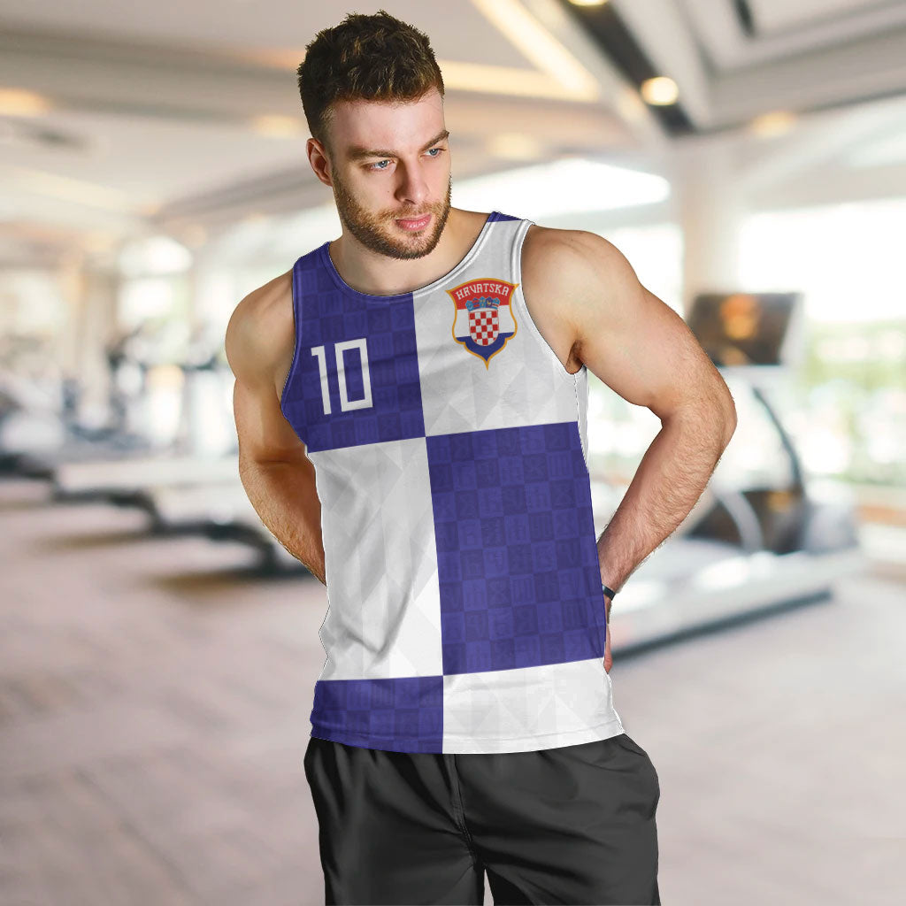 Croatia Football Custom Men Tank Top Checkerboard Pattern with Glagolitic Script Away Color