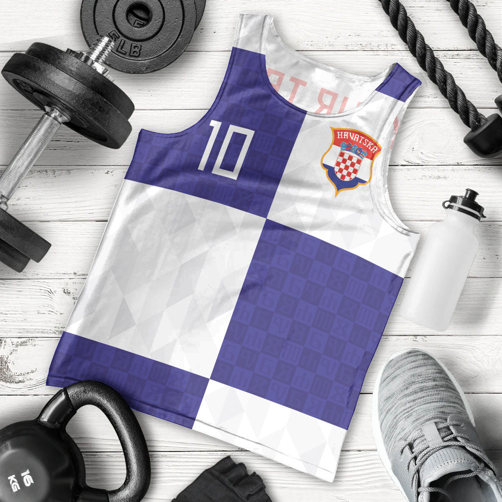 Croatia Football Custom Men Tank Top Checkerboard Pattern with Glagolitic Script Away Color