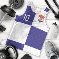 Croatia Football Custom Men Tank Top Checkerboard Pattern with Glagolitic Script Away Color