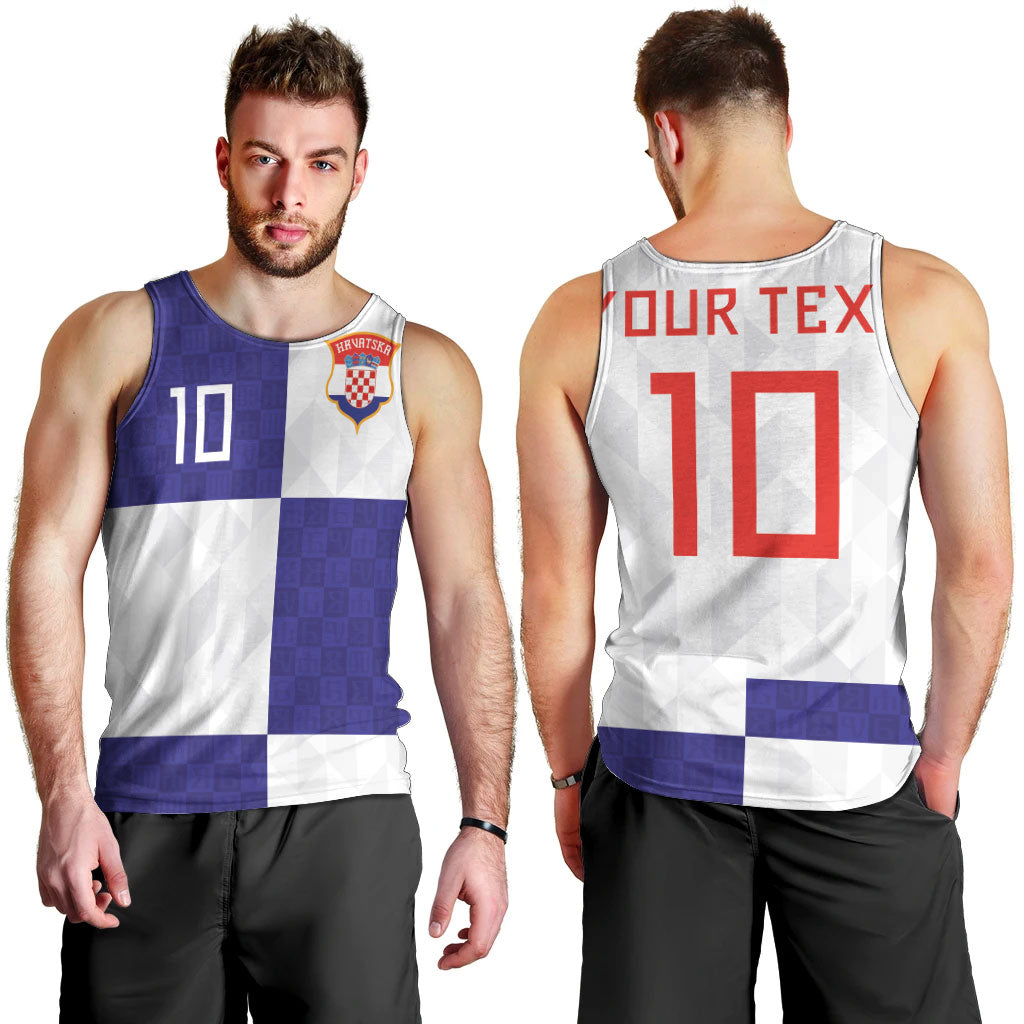Croatia Football Custom Men Tank Top Checkerboard Pattern with Glagolitic Script Away Color