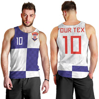 Croatia Football Custom Men Tank Top Checkerboard Pattern with Glagolitic Script Away Color