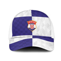 Croatia Football Mesh Trucker Cap Checkerboard Pattern with Glagolitic Script Away Color