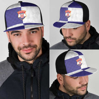 Croatia Football Mesh Trucker Cap Checkerboard Pattern with Glagolitic Script Away Color