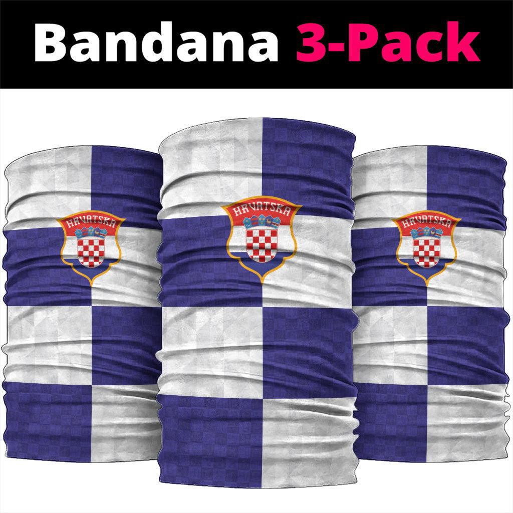 Croatia Football Neck Gaiter Checkerboard Pattern with Glagolitic Script Away Color