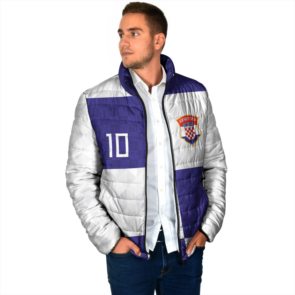 Croatia Football Custom Padded Jacket Checkerboard Pattern with Glagolitic Script Away Color