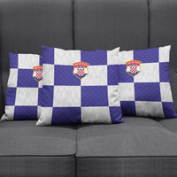 Croatia Football Pillow Cover Checkerboard Pattern with Glagolitic Script Away Color