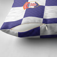 Croatia Football Pillow Cover Checkerboard Pattern with Glagolitic Script Away Color