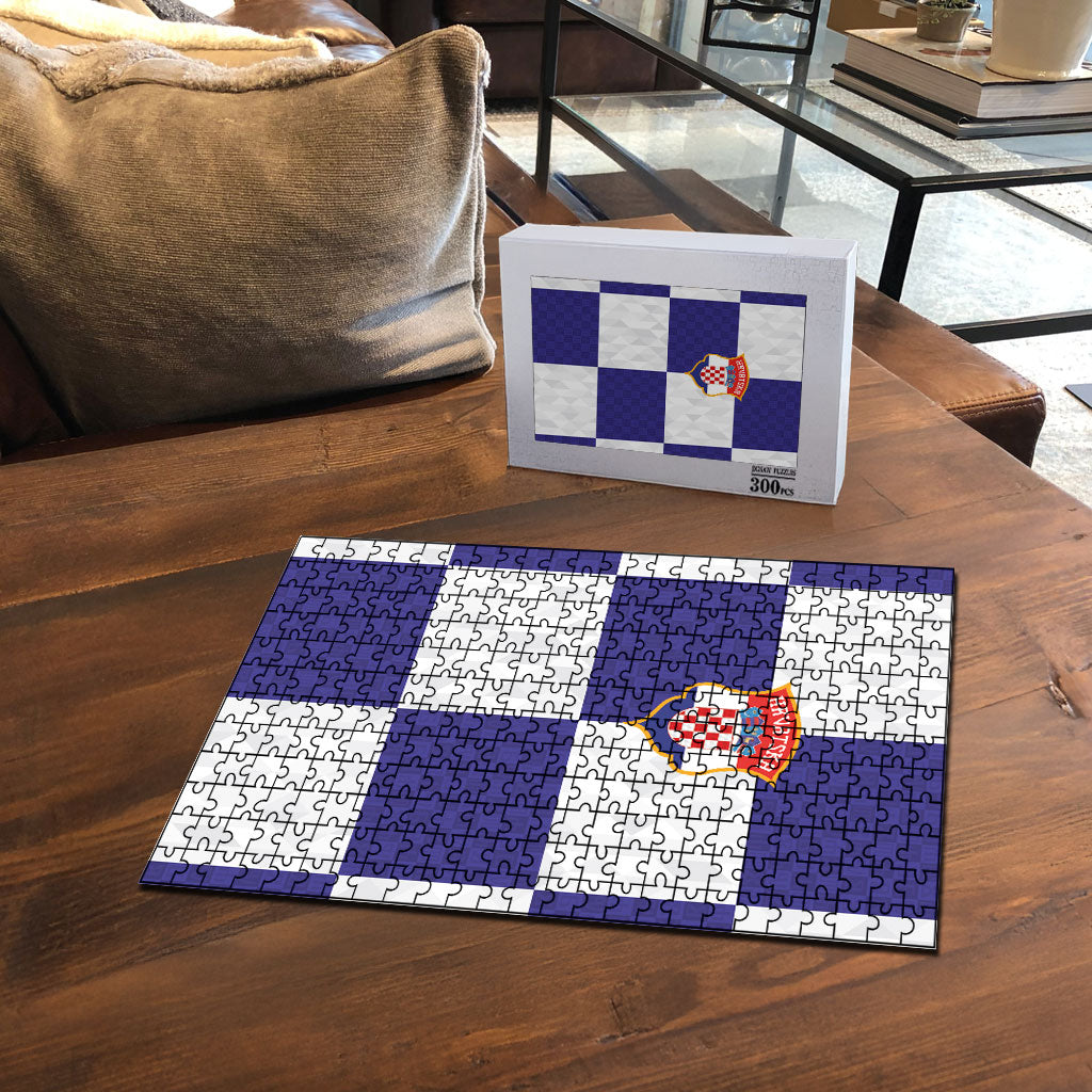 Croatia Football Puzzle Checkerboard Pattern with Glagolitic Script Away Color