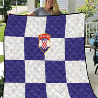Croatia Football Quilt Checkerboard Pattern with Glagolitic Script Away Color