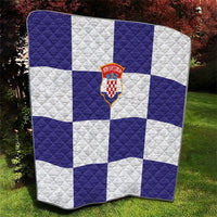 Croatia Football Quilt Checkerboard Pattern with Glagolitic Script Away Color