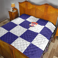 Croatia Football Quilt Checkerboard Pattern with Glagolitic Script Away Color