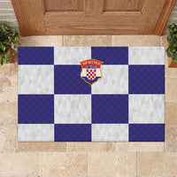 Croatia Football Rubber Doormat Checkerboard Pattern with Glagolitic Script Away Color