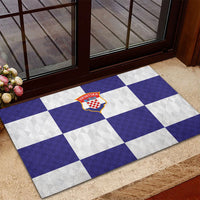 Croatia Football Rubber Doormat Checkerboard Pattern with Glagolitic Script Away Color
