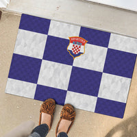 Croatia Football Rubber Doormat Checkerboard Pattern with Glagolitic Script Away Color