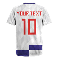 Croatia Football Custom Rugby Jersey Checkerboard Pattern with Glagolitic Script Away Color