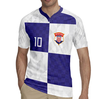 Croatia Football Custom Rugby Jersey Checkerboard Pattern with Glagolitic Script Away Color