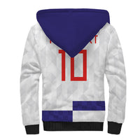 Croatia Football Custom Sherpa Hoodie Checkerboard Pattern with Glagolitic Script Away Color