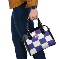 Croatia Football Shoulder Handbag Checkerboard Pattern with Glagolitic Script Away Color