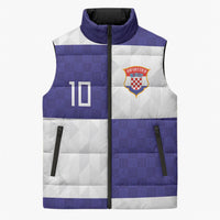 Croatia Football Custom Sleeveless Puffer Jacket Checkerboard Pattern with Glagolitic Script Away Color