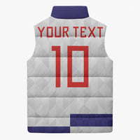 Croatia Football Custom Sleeveless Puffer Jacket Checkerboard Pattern with Glagolitic Script Away Color