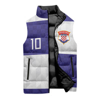 Croatia Football Custom Sleeveless Puffer Jacket Checkerboard Pattern with Glagolitic Script Away Color