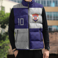 Croatia Football Custom Sleeveless Puffer Jacket Checkerboard Pattern with Glagolitic Script Away Color