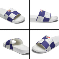 Croatia Football Slide Sandals Checkerboard Pattern with Glagolitic Script Away Color