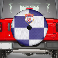 Croatia Football Spare Tire Cover Checkerboard Pattern with Glagolitic Script Away Color