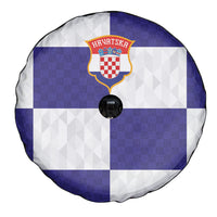 Croatia Football Spare Tire Cover Checkerboard Pattern with Glagolitic Script Away Color