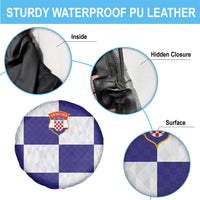 Croatia Football Spare Tire Cover Checkerboard Pattern with Glagolitic Script Away Color
