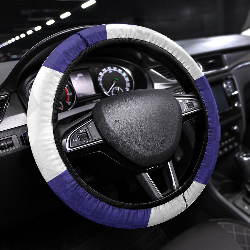 Croatia Football Steering Wheel Cover Checkerboard Pattern with Glagolitic Script Away Color