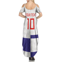 Croatia Football Custom Summer Maxi Dress Checkerboard Pattern with Glagolitic Script Away Color