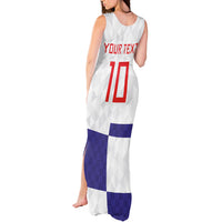 Croatia Football Custom Tank Maxi Dress Checkerboard Pattern with Glagolitic Script Away Color