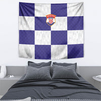 Croatia Football Tapestry Checkerboard Pattern with Glagolitic Script Away Color