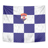 Croatia Football Tapestry Checkerboard Pattern with Glagolitic Script Away Color