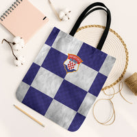 Croatia Football Tote Bag Checkerboard Pattern with Glagolitic Script Away Color