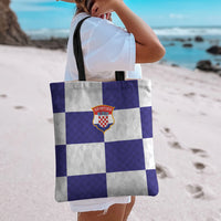 Croatia Football Tote Bag Checkerboard Pattern with Glagolitic Script Away Color