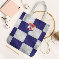 Croatia Football Tote Bag Checkerboard Pattern with Glagolitic Script Away Color