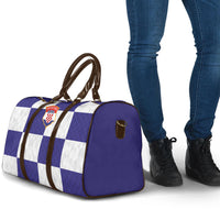 Croatia Football Travel Bag Checkerboard Pattern with Glagolitic Script Away Color