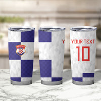 Croatia Football Custom Tumbler Cup Checkerboard Pattern with Glagolitic Script Away Color