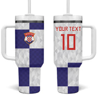 Croatia Football Custom Tumbler With Handle Checkerboard Pattern with Glagolitic Script Away Color