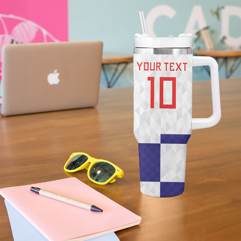 Croatia Football Custom Tumbler With Handle Checkerboard Pattern with Glagolitic Script Away Color