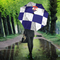 Croatia Football Umbrella Checkerboard Pattern with Glagolitic Script Away Color